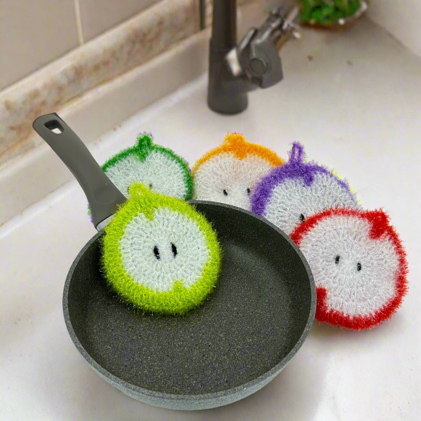 Korean Scrubber Apple design (5 Pack with Shipping Included in Price)
